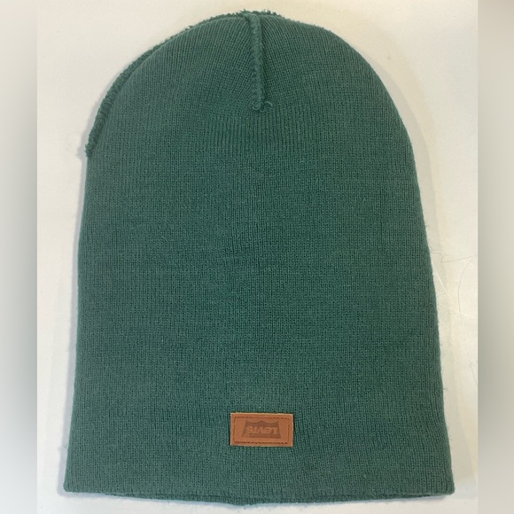 Levi's Men's Beanie Green Comfy Leather Logo Patch Hero Hat Winter Ribbed Knit - Picture 9 of 9